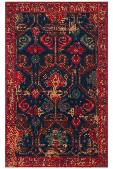 Mardin85 Red Blue Modern Patterned Living Room Rug