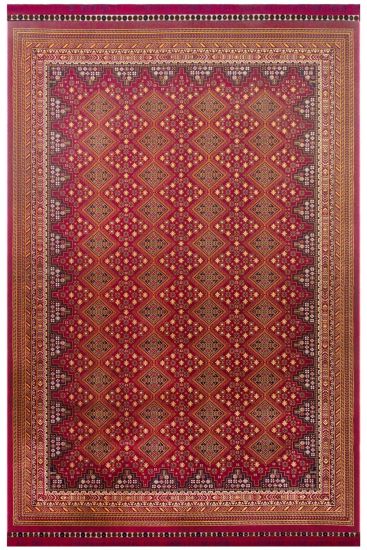 Mihra85 Red Gold Modern Patterned Bedroom Rug