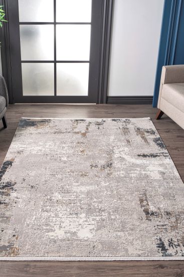 Galleria Cream Charcoal Abstract Bedroom Rug