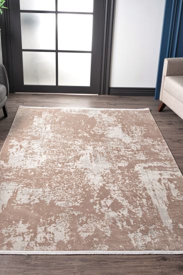 Galleria Cream Brown Abstract Bedroom Rug