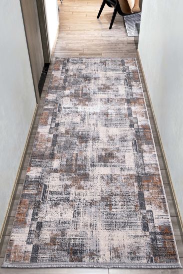 Gravitas Charcoal Abstract Runner Rug