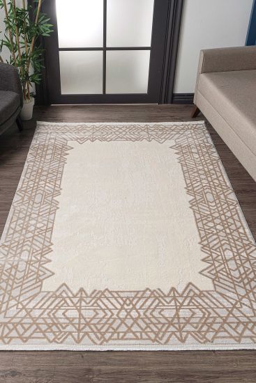 Lumia Brown Aztec Bordered Living Room Rug