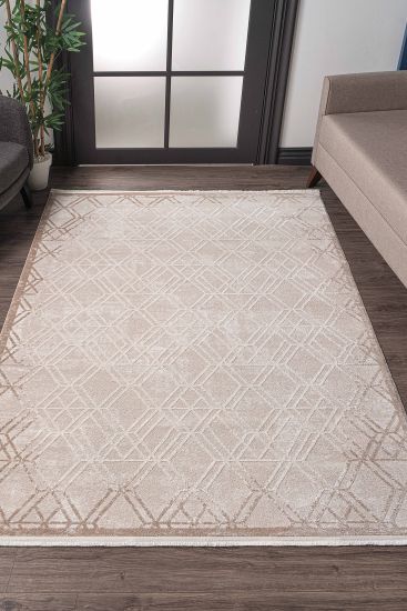 Lumia Beige Geometric Trellis Rug