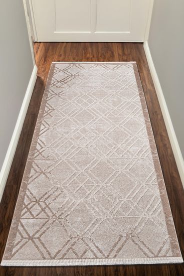 Lumia Beige Geometric Runner Rug