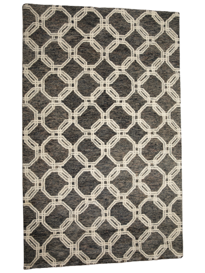 Modern Black Trellis Hand-Tufted Rug