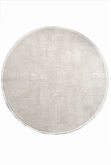 Leto Cream Geometric Scandi Round Rug