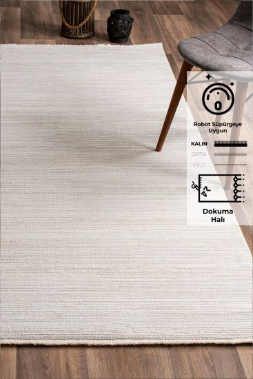 Leto Cream Plain Round Area Rug