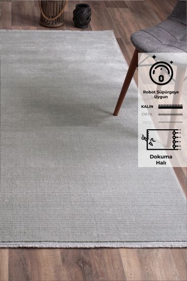 Leto Grey Plain Bedroom Rug