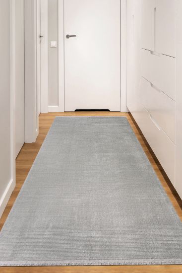 Leto Grey Plain Runner Rug