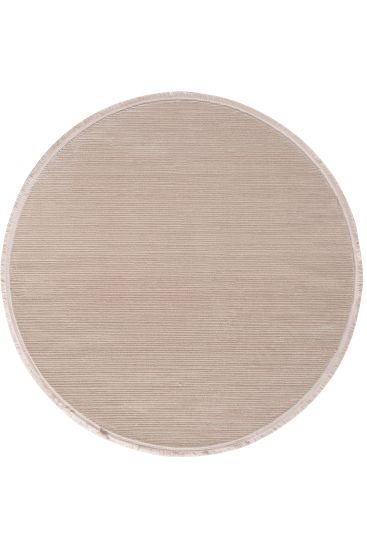 Leto Beige Plain Round Bedroom Rug