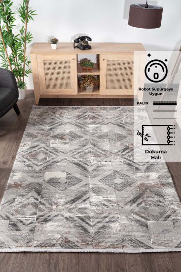 Leto Grey Distressed Trellis Rug