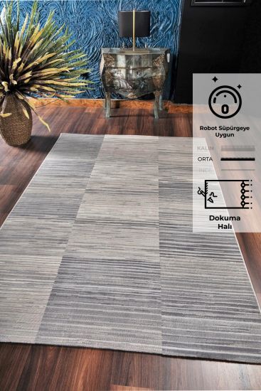 Moratta Grey Striped Rug