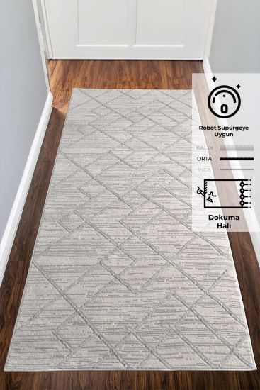 Moratta Grey Scandi Geometric Runner Rug