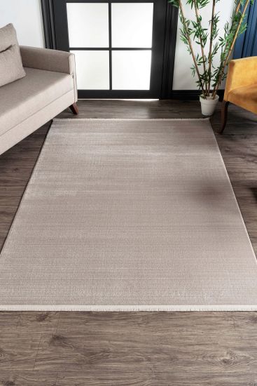 Nostalgia Beige Plain Area Rug