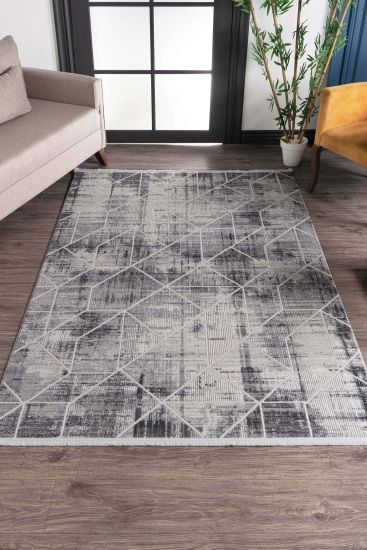 Nostalgia Charcoal Cream Geometric Scandi Rug