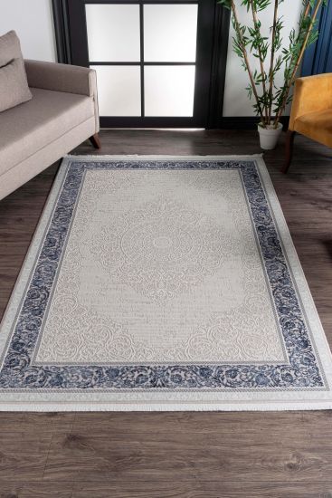 Nostalgia Cream Blue Persian Oriental Rug