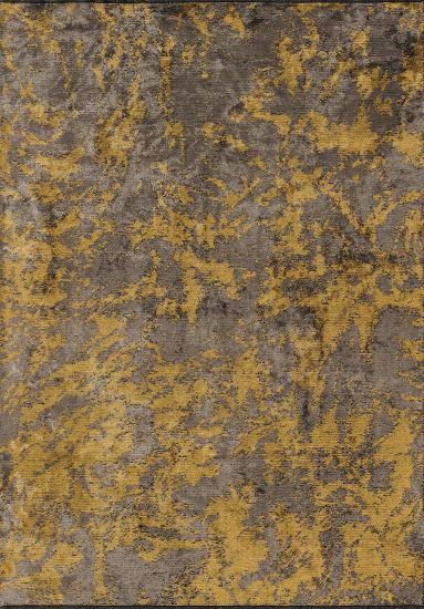 Zephyr Abstract Yellow and Brown Living Room Rug