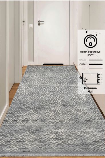 Nova Grey Aztec Trellis Runner Rug