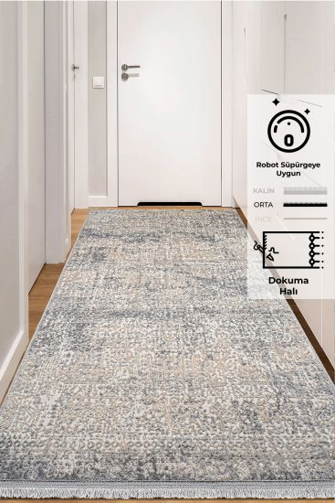 Nova Grey Distressed Abstract Runner Rug