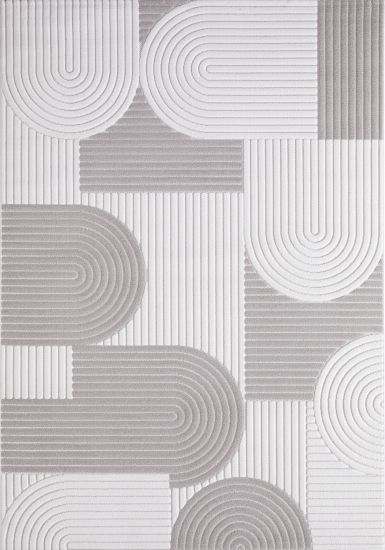 Alvara Cream Grey Scandi Geometric Living Room Rug