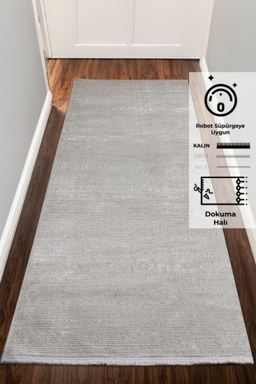 Paragon Grey Plain Runner Rug