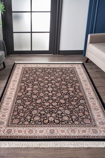 Silver Black Persian Oriental Rug