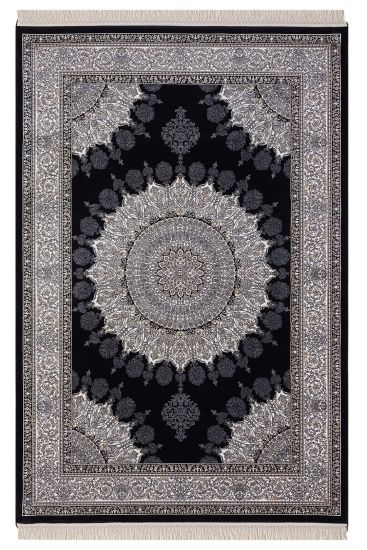 Silver Black Cream Persian Oriental Rug