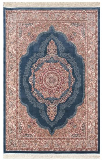 Copper  Silver Blue Persian Oriental Rug