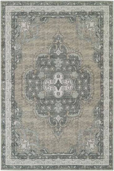 Private85 Grey Patterned Bordered Indoor Rug