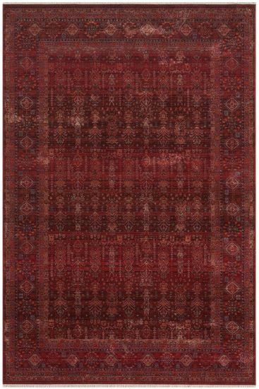 Emirgan85 Red Beige Modern Patterned Area Rug