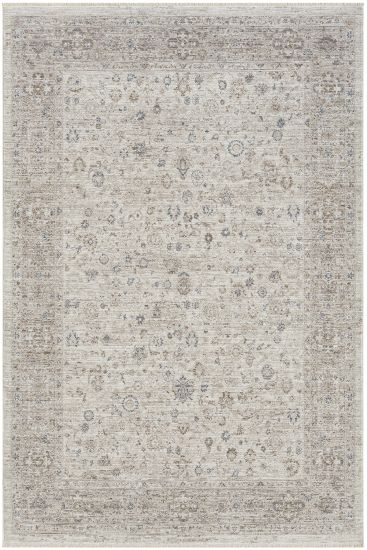Seremoni85 Grey Patterned Bordered Indoor Rug