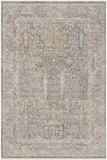 Seremoni85 Beige Patterned Bordered Living Room Rug