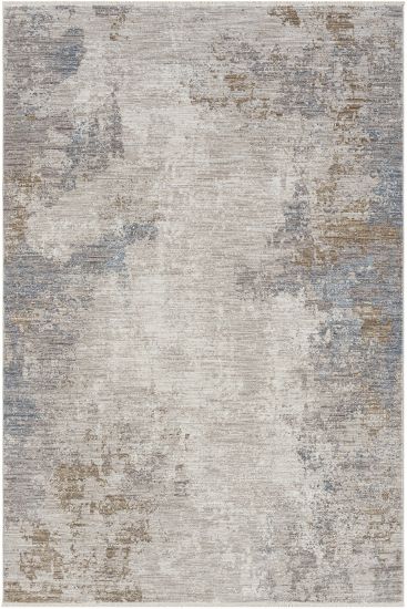 Seremoni85 Beige Blue Distressed Bedroom Rug