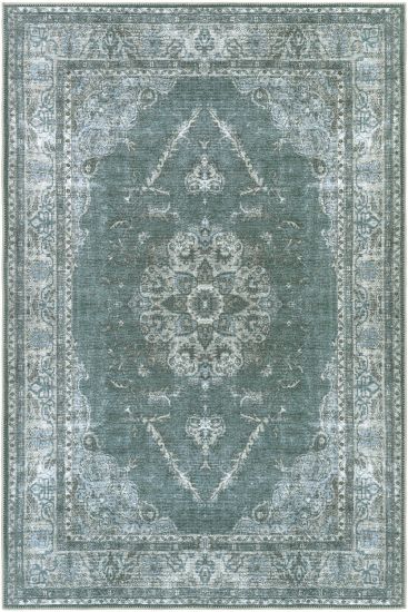 Private85 Blue White Patterned Bordered Indoor Rug
