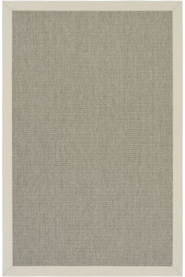 Sisal85 Grey Beige Plain Bordered Bedroom Rug