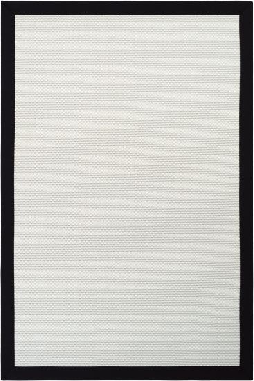 Sisal85 Cream Black Plain Bordered Bedroom Rug