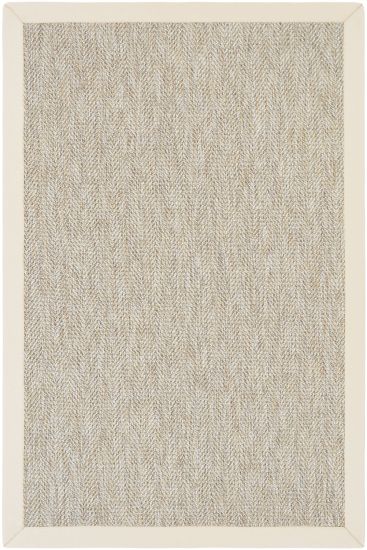 Sisal85 Cream Beige Plain Bordered Indoor Rug