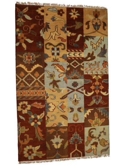 Traditional Brown Persian  Oriental Hand-Knotted Rug