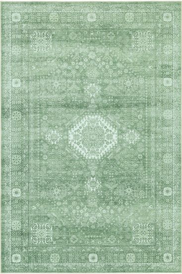 Private85 Green Modern Patterned Bedroom Rug