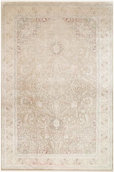 Hisar85 Beige Cream Persian & Oriental Distressed Living Room Rug
