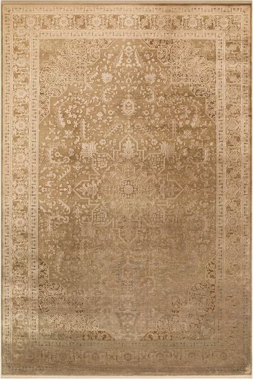 Hisar85 Brown Beige Persian & Oriental Distressed Bedroom Rug