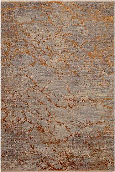 Lavina85 Grey Orange Abstract Area Rug