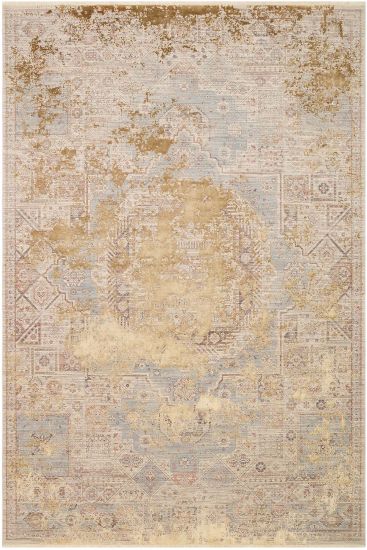 Lavina85 Beige Brown Distressed Living Room Rug