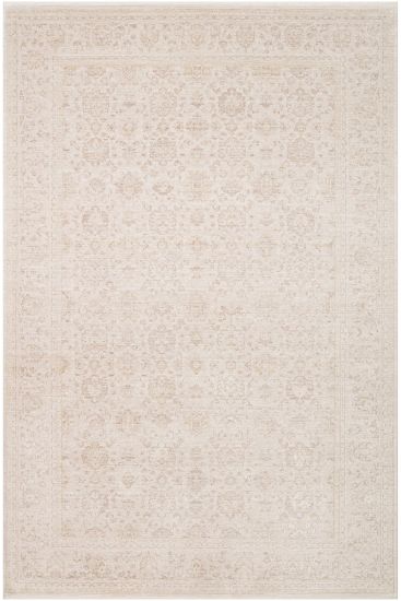 Leona85 Beige Cream Floral Distressed Bedroom Rug