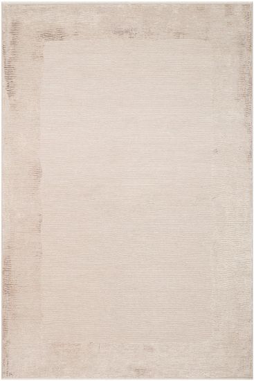 Leona85 Beige Cream Bordered Distressed Living Room Rug