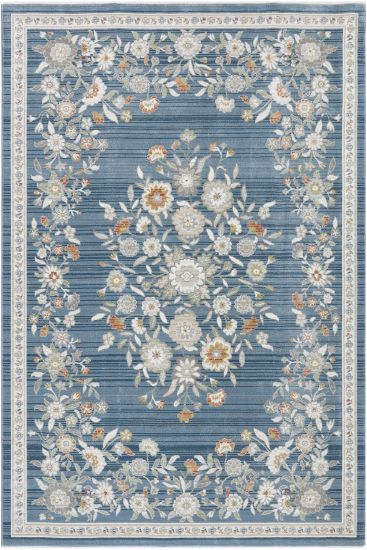Floor85 Blue White Modern Floral Indoor Rug