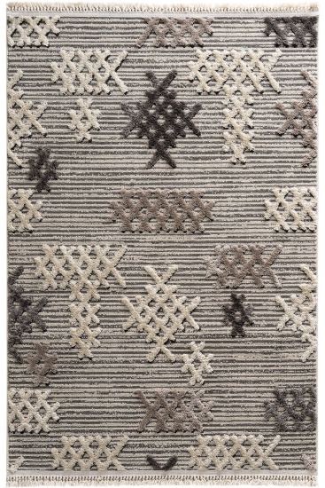 Sakura85 Grey White Scandi Bedroom Rug