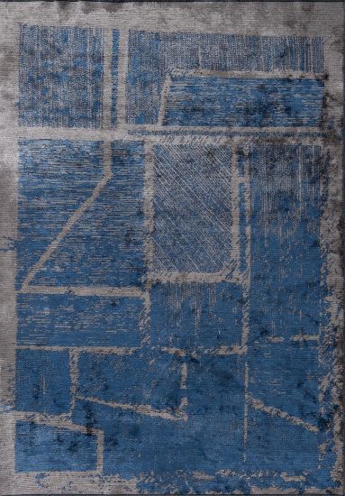 Loom Blue & Grey Abstract Living Room Rug