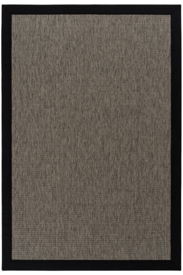 Sisal85 Charcoal Grey Black Patterned Bordered Outdoor Area Rug