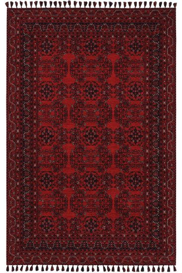 Atlas85 Red Black Oriental Bordered Area Rug